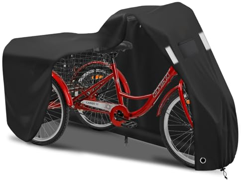 GJMZTQG Trike Cover, 3-Wheel Bike Cover, 600D Oxford Cloth Waterproof, UV Resistant, Tear Resistant, Black, 75*30*44 in