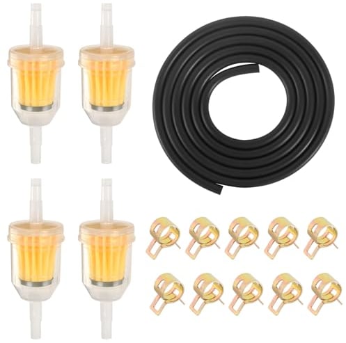 Kit de Tuyaux D'Essence, Filtre à Carburant Pour Gaz de Moto Y Compris 4 Filtres à Essence de 6mm 2m De Tuyau D'Essence 10 Colliers De Serrage, Filtre à Carburant En Ligne Kit de Filtre à Carburant
