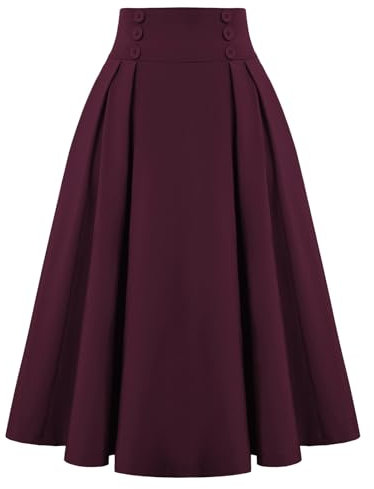 Belle Poque Damen Röcke Leichte Casual High Taille A-Linie Rock mit Taschen Midi Länge L