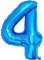 Vthoviwa 101cm Luftballon Zahlen 4 Blau, Luftballon 4. Geburtstag Foil Ballon, Folienballon 4 Party Dekoration Helium Unterstützen