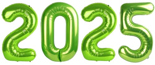 2025 Ballon Zahlen - 101,6 cm hellgrün Silvester Party Supplies 2025, Nye Decor Party Dekorationen Happy New Year, Silvester Folien-Partyballons
