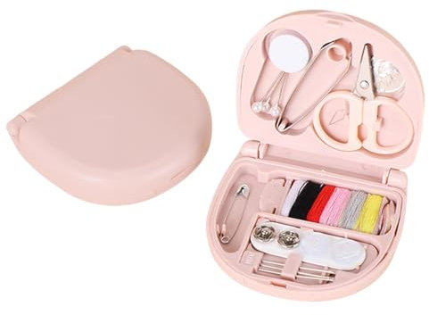 HSYTEK Mini Nähset, Tragbares Nähset Reise, Rosa Nadel und Faden Set für Reisende Anfänger DIY und zu Hause verwenden (6x7cm)