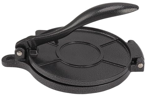 Electric Tortilla Press and Maker - Aluminum Alloy Manual for Pizza, Pie, Patty, Quesadilla, Rotis (16cm Black)