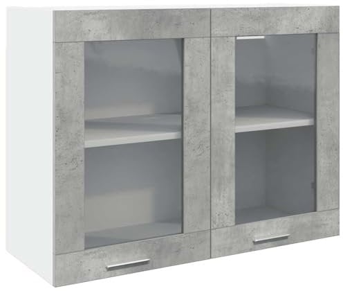 vidaXL Armario Colgante de Vidrio “Lyon” Gris hormigón 80x31x60 cm