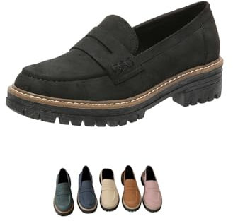 Las Mujeres Dicen Mocasines, Mocasines de Suela Gruesa, Mocasines cómodos con Suela Que Pasa (Black,36)