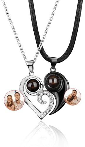 Easycosy personalisierte Halskette mit Bild Projektion, Kette damen mit Foto und vielfältiges Projektion Anhänger im Stein als personalisierte Geschenke für Mama Frauen Freundin Schwester zu Muttertag