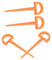 Yardwe 4pcs Heavy Duty Tent Stakes D-shape Plastic Tent Pegs for Bouncy Castle Garden Camping Tent Accessories Orange 9cm Length