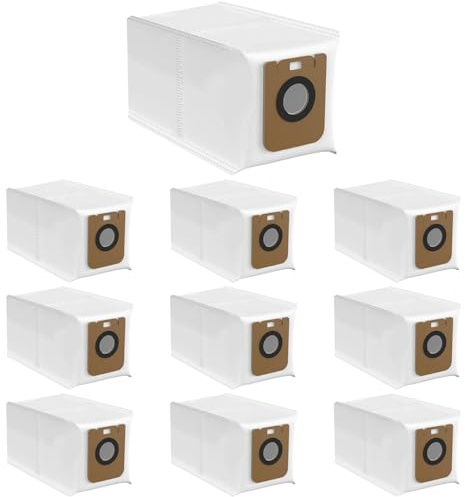 Lot de 10 sacs d'aspirateur pour Dreame D10 Plus / D10s Plus / L10 Plus / D10s Plus / D10s Plus / Accessoires de rechange Sacs à poussière pour station d'aspiration automatique Dreame