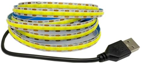 TOPXCDZ 5 V USB COB Led Streifen Licht cool weiß 300 Leds flexible Band DC Nacht Lampe TV Hintergrundbeleuchtung Wohnkultur für Schlafzimmer, Unterschrank, Küche (Cool White, 2M)