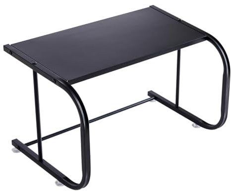 Homullel 2-Tier Microwave Oven Shelf, Microwave Stand Kitchen Countertop Organiser Rack, Black Metal Storage Shelf