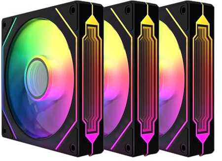 TZMRIT Prism 4 Pro RGB, ventola 120 mm, nero, 5 V, 3 pin, sincronizzabile, 4 pin, PWM ARGB PC, alloggiamento ventola (Black Reverse Flow-X3)