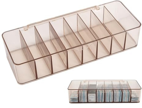 WEESTAAMO Clear Acrylic Contact Lens Organiser with Lid, 26 cm Storage Box | Multi purpose bathroom storage, keeps disposable lenses, cosmetics, hair accessories and jewellery neatly organised