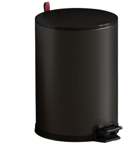 LiQENT-149 poubelle de cuisine Poubelle ronde en acier inoxydable, avec couvercle à fermeture douce, pédale et seau intérieur amovible, 8/10/15 litres(Matte black,M)