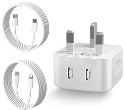 iPad Charger,25W Fast USB C Plug for iPhone 14 13 12 Pro Max/Pad Mini Air | Dual Port Charging Adapter and Cable for iPad Pro 13/12.9/11(2015–2025),iPad Air 1–5 M2/M3,iPad mini 2–7, iPad 4–11,iPhone