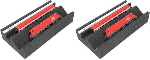 Feldherr Premium Lokliege für Modellbahnen - Magnetstreifen, Wartungsschacht, PU-Schaum, 360x175x70 mm - Ideal für Spur H0 (Packung mit 2)