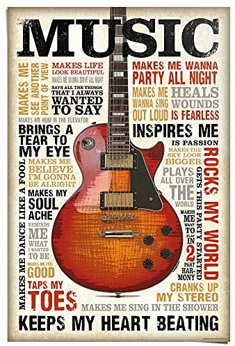 REINDERS Poster, Music is Passion, Hobbyraum, Poster, Wanddeko, Room Decor, 150 gr. glänzend Bilderdruckpapier, Braun, 91,5x61cm