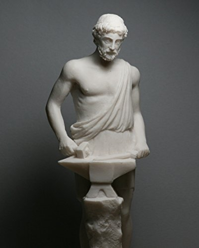 Hephaestus Vulcan Statue griechischen Gott der Fire & gestaltet Alabaster Skulptur 26 cm