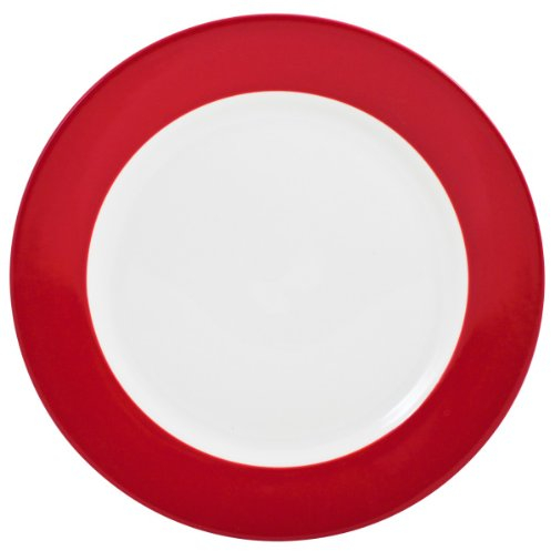 Ritzenhoff & Breker Doppio Speiseteller ø 27 cm, Rot, 1 Stück, Teller flach mit farbigem Rand, Porzellan