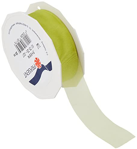 Präsent C.E. Pattberg Sheer Organzaband Limette (grün), 25 m Geschenkband zum Einpacken von Geschenken, 25 mm Breite, Zubehör zum Dekorieren & Basteln, Dekoband