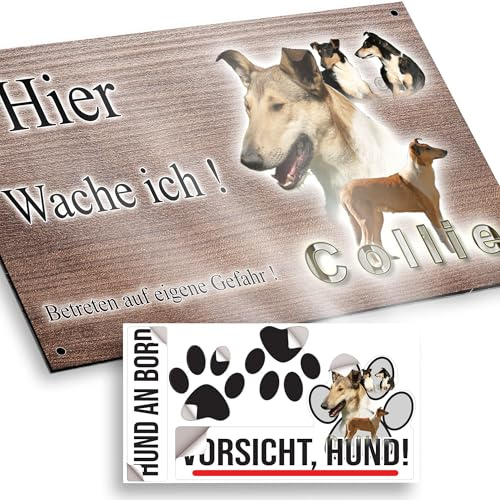 hier wache ich hund Kurzhaarcollie 20/12,5 cm