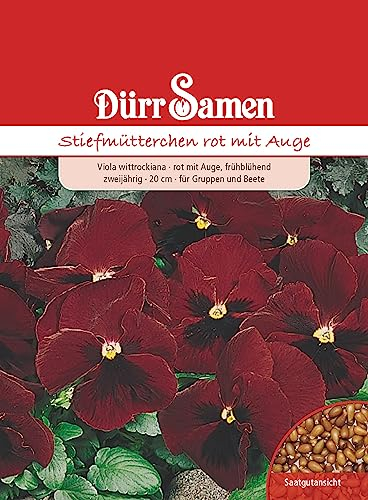 Stiefmütterchen Samen Rot mit Auge Stiefmütterchensamen Veilchen ca 200 Korn Saatgut Blumensamen Garten Hochbeet Balkonkasten Kübel Dürr Samen