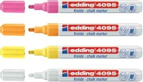 Edding 4er Set Kreidemarker 4095 weiss, neonorange, neongelb, neonpink