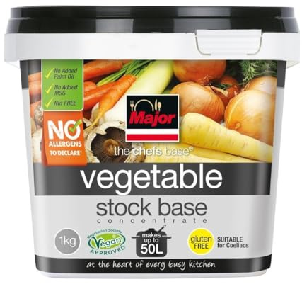 Major Vegetable Stock 1 kg | Quick-dissolving powder creates a rich, savoury base instantly, ideal for busy commercial kitchens and catering.