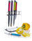 Colourworks 5-Piece Coloured Stainless Steel Knife Set and Acrylic Knife Block - 'Brights' Colours