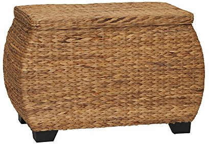 Household Essentials Large Curved Wicker Storage Chest with Liner | Water Hyacinth, Natural