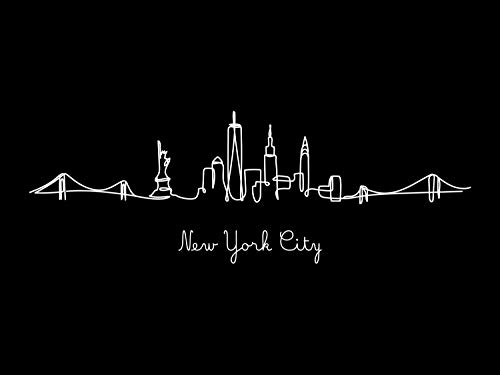 Queence | Acrylglasbild 'New York City' | Wandbild | Glasbild | Acrylbild | Rahmenlos | 'One Line Collection' | mit Aufhängesystem, Größe:90x60 cm
