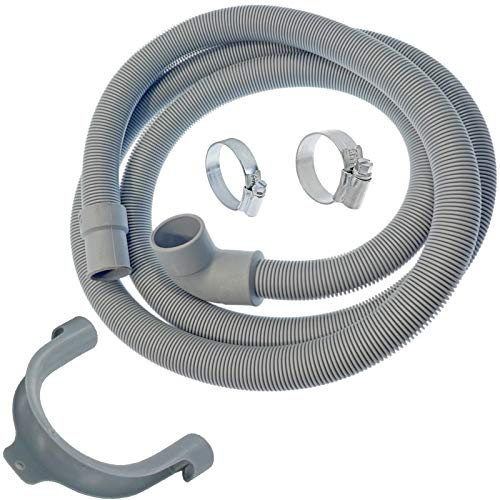 SPARES2GO Drain Hose Pipe + Screw Clips for Indesit Washing Machine (20mm / 30mm / 2 Metres)