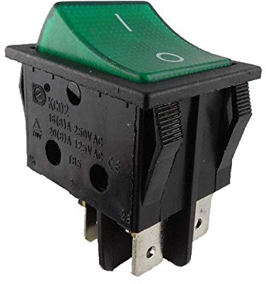 Einbau Wippschalter, 2 polig (4pin) 16A 250~28.5 * 21.9mm Grün Beleuchtet (5)