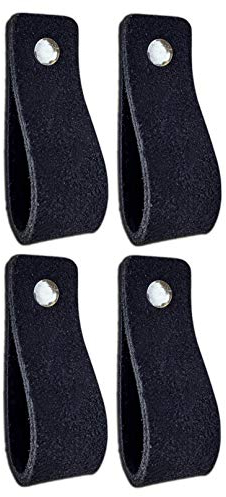 Brute Strength - Ledergriffe für Möbel - Wildleder - Schwarz - 4 Stück - 16,5 x 2,5 cm - Schrankgriff, Türgriff für Küche, Bad, Schränke, Kommode, Holz