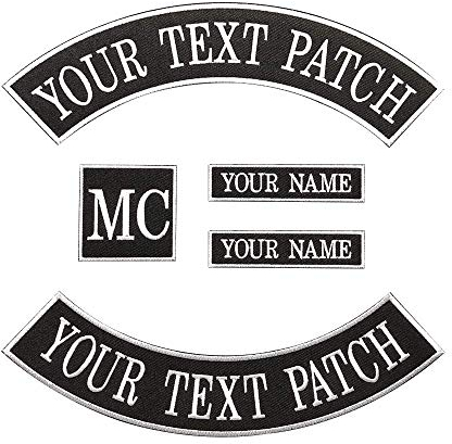 Benutzerdefinierte Biker Weste Patch, personalisierte Text Rocker Name Patch Für Club, Motorrad, Taschen Jacken Kleidung (White on Black with White Border)