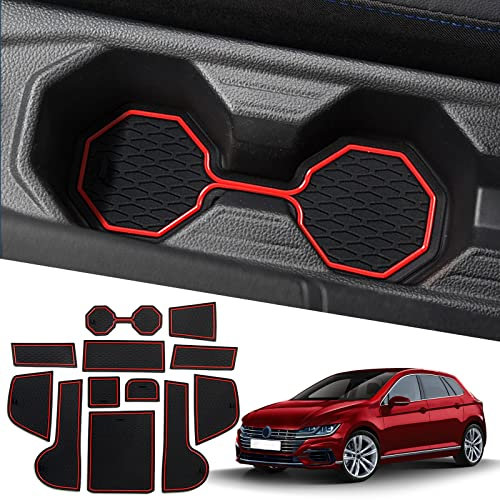 Ruiya Kompatibel mit VW Polo MK6 AW1 GTI 2018-2025 2026 Antirutschmatten, Auto PVC Gummimatten Polo Rutschmatten Türschlitzmatte Aufbewahrungsbox Matten Türablagefach Matte Polo Innenraummatte