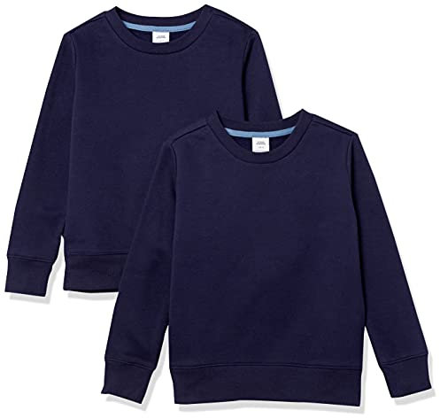 Amazon Essentials Felpe Girocollo in Pile Bambine e Ragazze, Pacco da 2, Blu Marino, 10 Anni