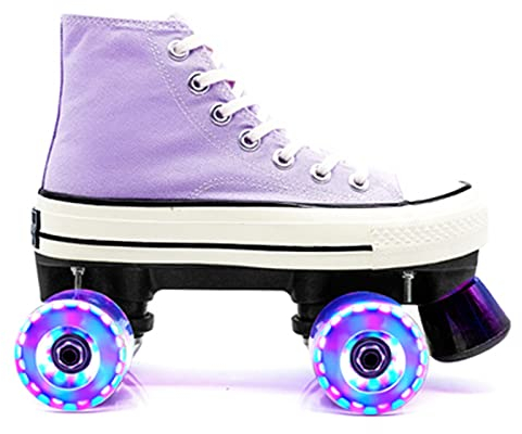 LETIAN Erwachsene Canvas 4 Rollen Skates, Unisex Erwachsene Zweireihige Sneakers Rollschuhe Mit 4 Rollen Für Anfänger Teens Jungen Mädchen A2,42
