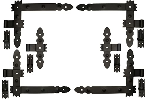 KOTARBAU® Nastro ad angolo in ferro battuto decorativo 400 x 50 mm + nastro centrale 6 pezzi Set con morsetto da avvitare per porte e porte