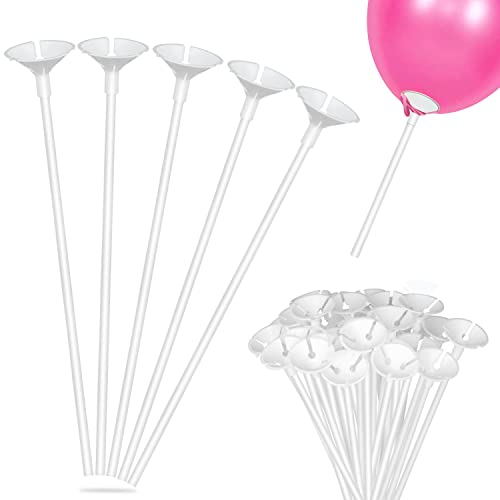 100 Stück Mehrweg Luftballons Plastikstäbe, Wiederverwendbar Ballonstäbe Stäbe Halter für Balloon,für Dekoration Geburtstag Party, Hochzeits, Feier Zubehör