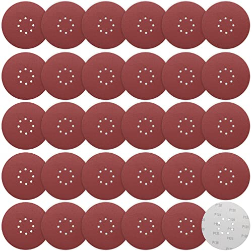STEBRUAM Schleifpapier 225mm Klett, Schleifscheibe 30 Stück Körnung P120 225mm Schleifscheiben 8 Loch großen Schleifteller für Trockenbauschleifer Schleifgiraffe Langhalsschleifer Schleifen Giraffe