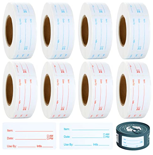 GOYADA 8 Rolls 4000 Pieces Dissolvable Food Labels, 1x2in Freezer Stickers, Self-Adhesive Easy Peel Off Date Labels for Home or Restaurant Food Containers