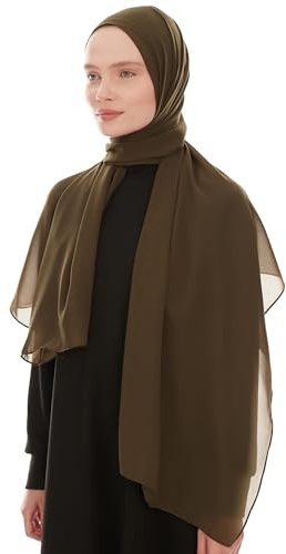 Ayisah Chiffon Kopftuch Hijab Damen, Tush Schal Wrap Hidzab Scarf | Moderne Muslimisch Hijab Kopftucher. Seidenweiche Damenschal Headscarf Hejab Für Frauen. 180x70 cm. Nur Handwäsche