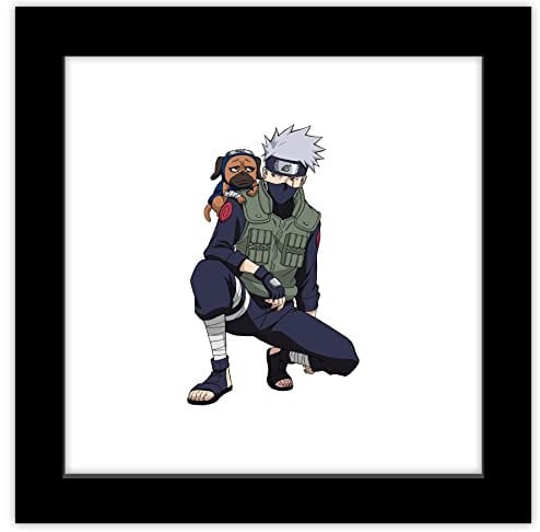 Trends International Gallery Pops Naruto Shippuden Kakashi Hatake mit Pakkun, gerahmte schwarze Version, 30,5 x 30,5 cm