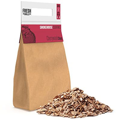 Fresh Grills Cherry Wood BBQ Smoker Chips 9L (2100g) – 100% Natural Wood for Pizza Oven, Kamado Grill, Smoker – Rich Smoky Flavour – Low Moisture, High Heat – Eco-Friendly, Plastic-Free Packaging