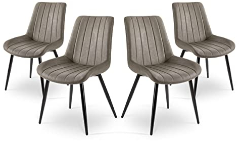Mc Haus ENA Olive x4-4er-Pack Esszimmerstühle, nordisches und Vintage-Design mit gepolstertem Sitz und ergonomischer Rückenlehne, Farbe olivgrün…