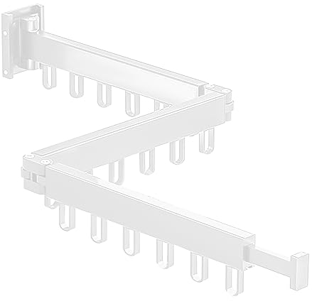 ConBlom Wäscheständer Versenkbar 120cm, Faltbar Einziehbar Drehbar Kleiderständer mit 18 Haken, Aluminiumlegierung Kleiderstange zur Wandmontage, für Balkon, Wäsche, Kleiderschrank, Badezimmer (Weiß)
