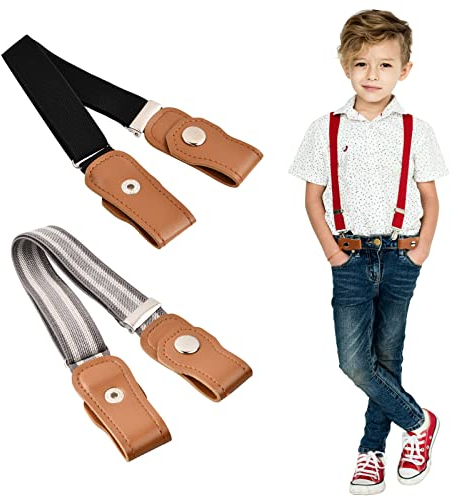2 Stück Elastischer Gürtel kinder, Schnallenfreier Gürtel für Jungen Mädchen, Einstellbar Gürtel Kinder Ohne Schnalle für Jeans Hosen Kleid (C)