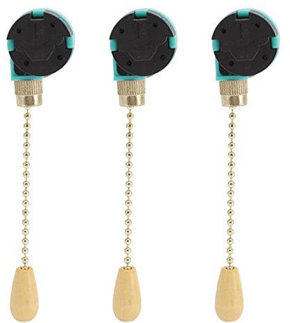 3 Pezzi Interruttori a Catena Per Plafoniera, AC 125V 250V 3 Velocità 4 Fili Interruttore Per Ventilatore a Soffitto Interruttore Per Lampada a Catena Vintage Per Lampada da Parete(UN)