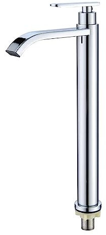 Rubinetto Bagno per Lavabo da Appoggio Placcatura In Cromo Miscelatore a Cascata Alto Monoforo Bobina In Ottone