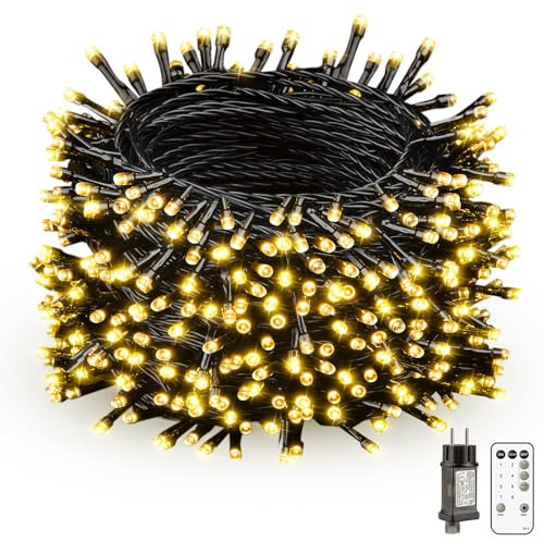 Lichterkette Weihnachtsbaum Innen Außen Strombetrieben - 50M 500LED 8 Modi Dimmbar Wasserdicht Weihnachtsdeko Aussen Lichterketten mit Fernbedienung Timer für Balkon, Garten, Hochzeit, Party